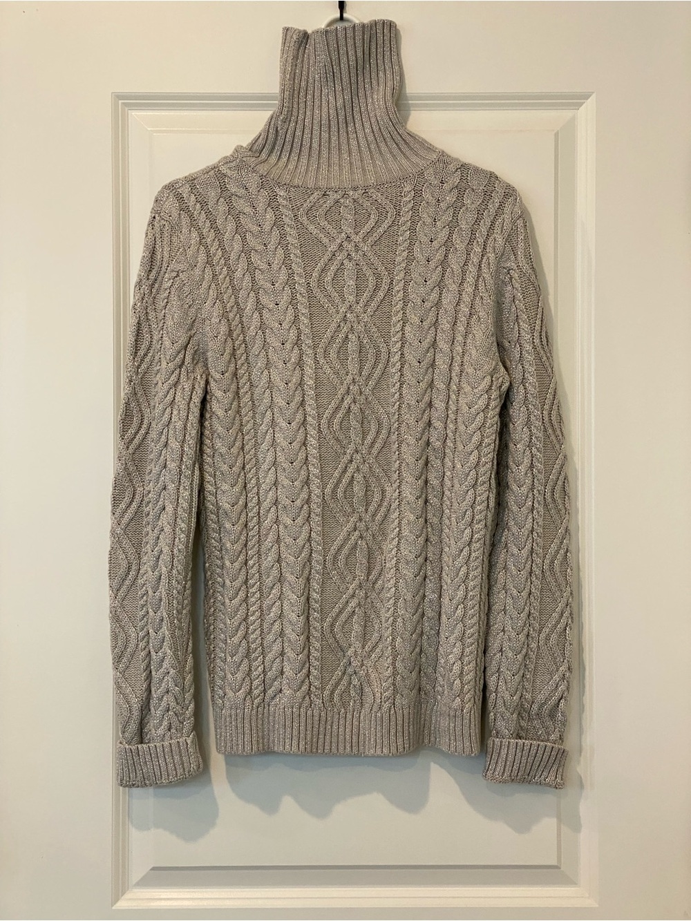 NWT Ralph Lauren Metallic Cable Knit Turtleneck Sweater L - Picture 8 of 9